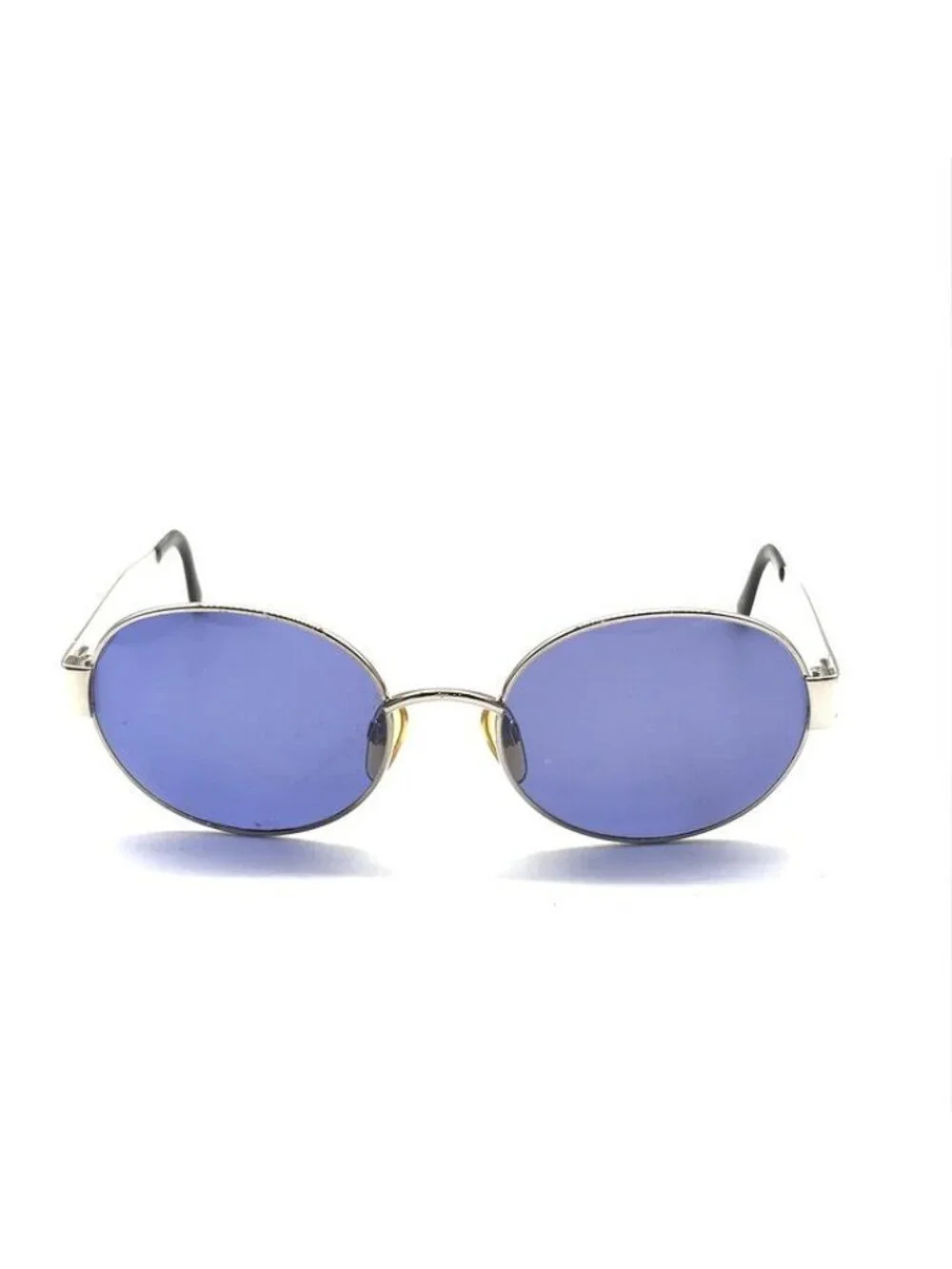 Chanel Logo Sunglasses Eyewear Blue Silver